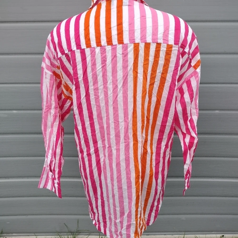 BEACH RIOT Alexa Striped Beach Coverup Shirt Dress Size S/M